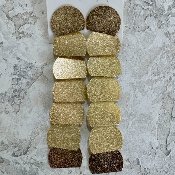 Gold Textured Drop Earrings, Modern Statement Dangle Earrings, Minimal Glam - Picture 3 of 7